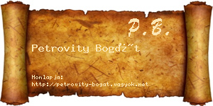 Petrovity Bogát névjegykártya